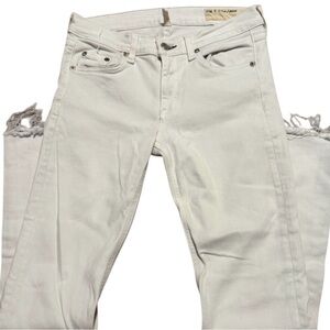 rag & bone high rise skinny crop stretch jean in bright white frayed hems Sz 27